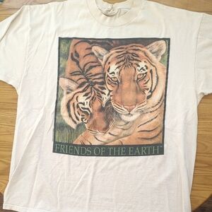Friends of the Earth Tiger Vintage Graphic T-Shirt XL